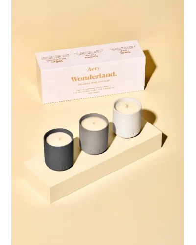 Set regalo di 3 mini candele profumate di Cedro, Sandalo e Timo