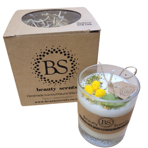 Candela artigianale ecologica in cera di soia con contenitore di vetro