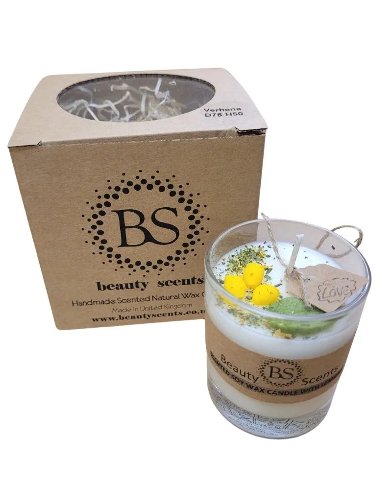 Candela artigianale ecologica in cera di soia con contenitore di vetro