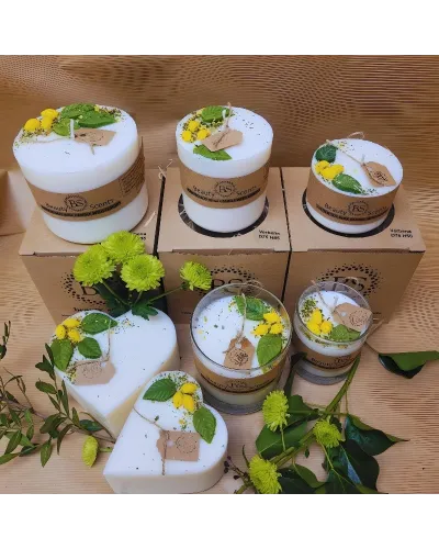 Candela artigianale ecologica in cera di soia con contenitore di vetro