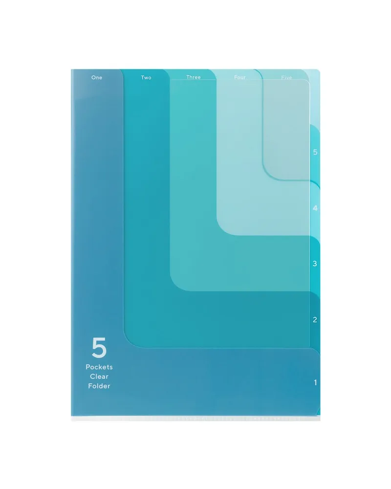5 Pockets Clear Folder A4 "2 Way" for School & Office Documents