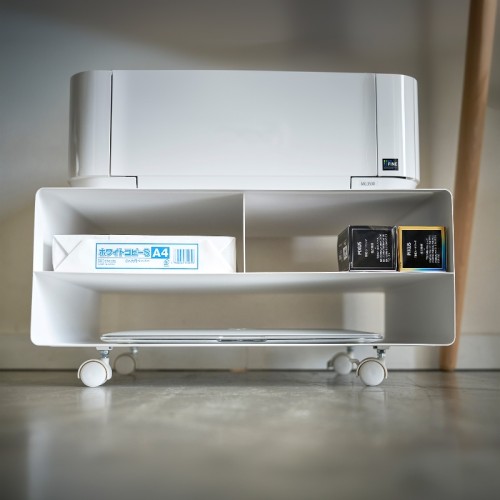 Tower Yamazaki supporto per stampante, mobile per ufficio in acciaio con incavo antiscivolo per evitare cadute durante la stampa