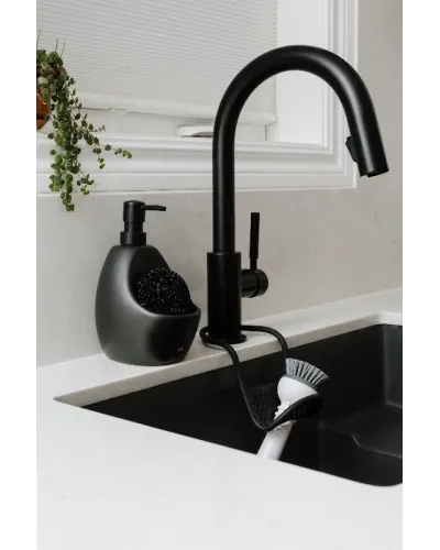 Elegant soap dispenser for bathroom or kitchen with storage