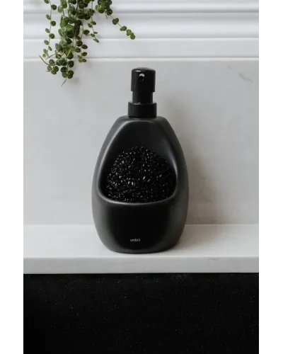 Elegant soap dispenser for bathroom or kitchen with storage