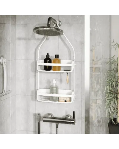portaoggetti a due ripiani per doccia pratico senza montaggio