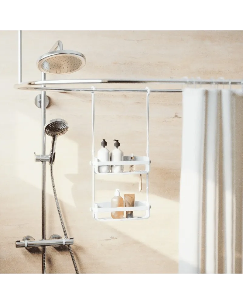 portaoggetti a due ripiani per doccia pratico senza montaggio