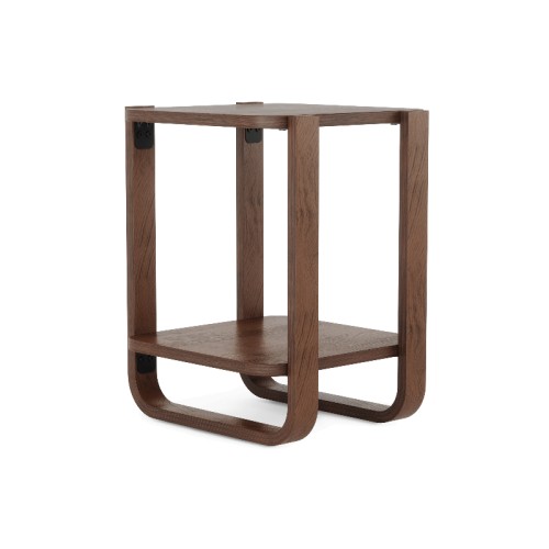 Tavolino in legno naturale con gambe curve di design