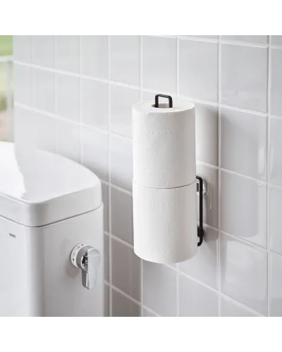 Easy-to-install, removable toilet paper holder for bathrooms