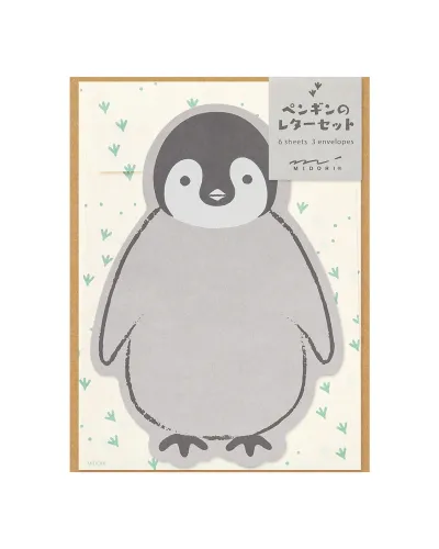 set da lettera di cancelleria giapponese Midori sagomato a pinguino