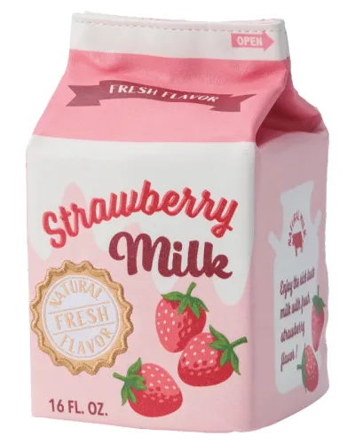 Astuccio portaoggetti simpatico: sembra un cartone di latte alla fragola
