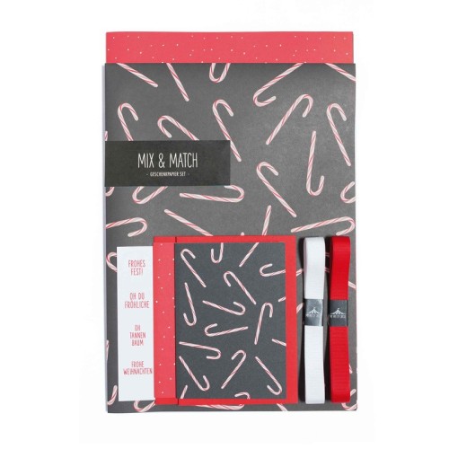 Gift Wrapping Set MIX&MATCH " CANDY CANE Dark Grey " - My Pretty Circus