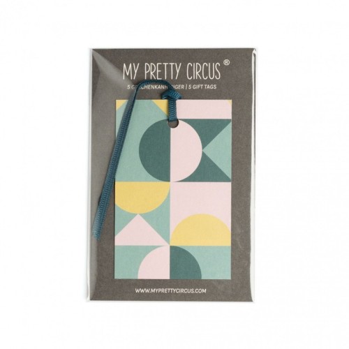 5 Gift Tags Set " SHAPES Blue Green " - My Pretty Circus