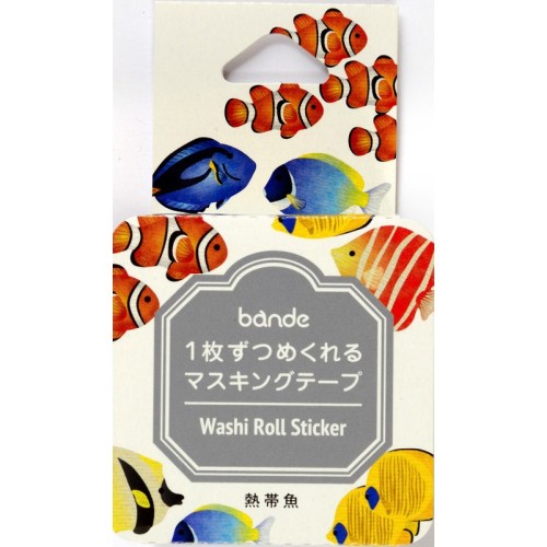 Detachable Masking Roll with Washi Japanese Paper Stickers "Tropical Fish" - Bande