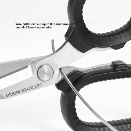 scissors with wire cutters and knurled blade