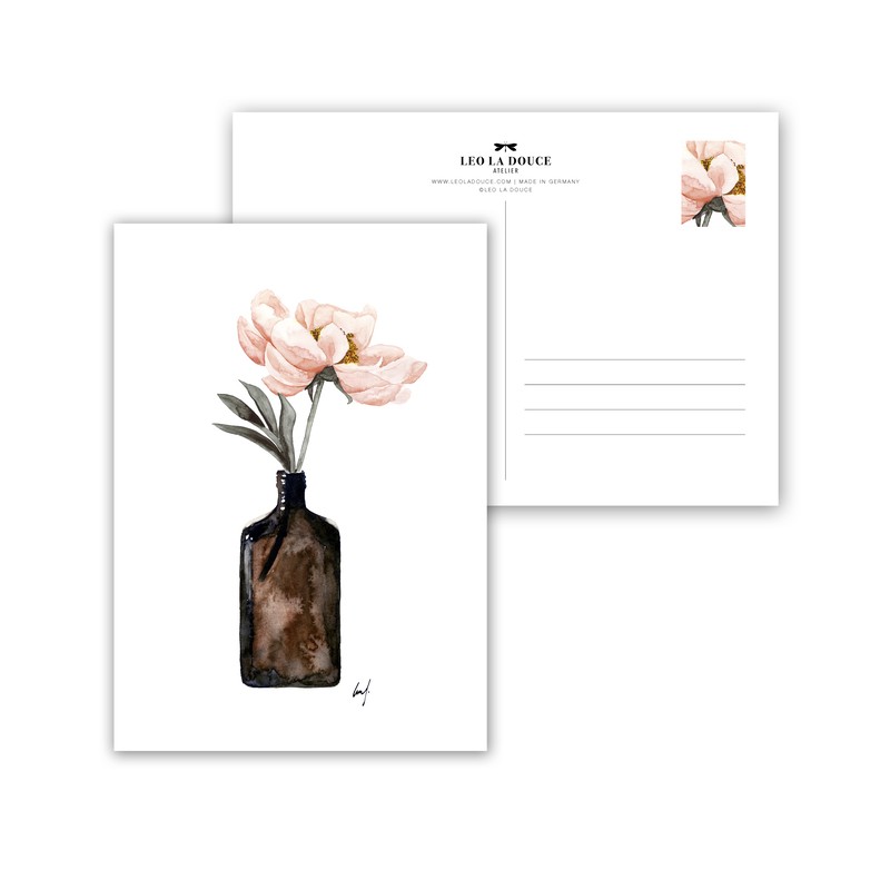 Postcards " Coral Blossom ", Atelier Leo La Douce