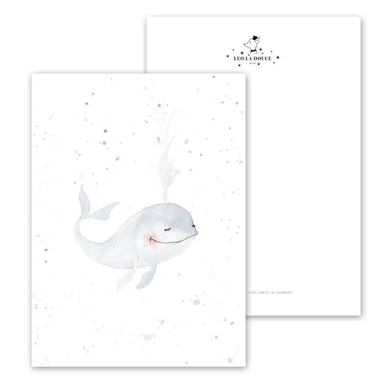 Postcards " Happy Whale ", Atelier Leo La Douce
