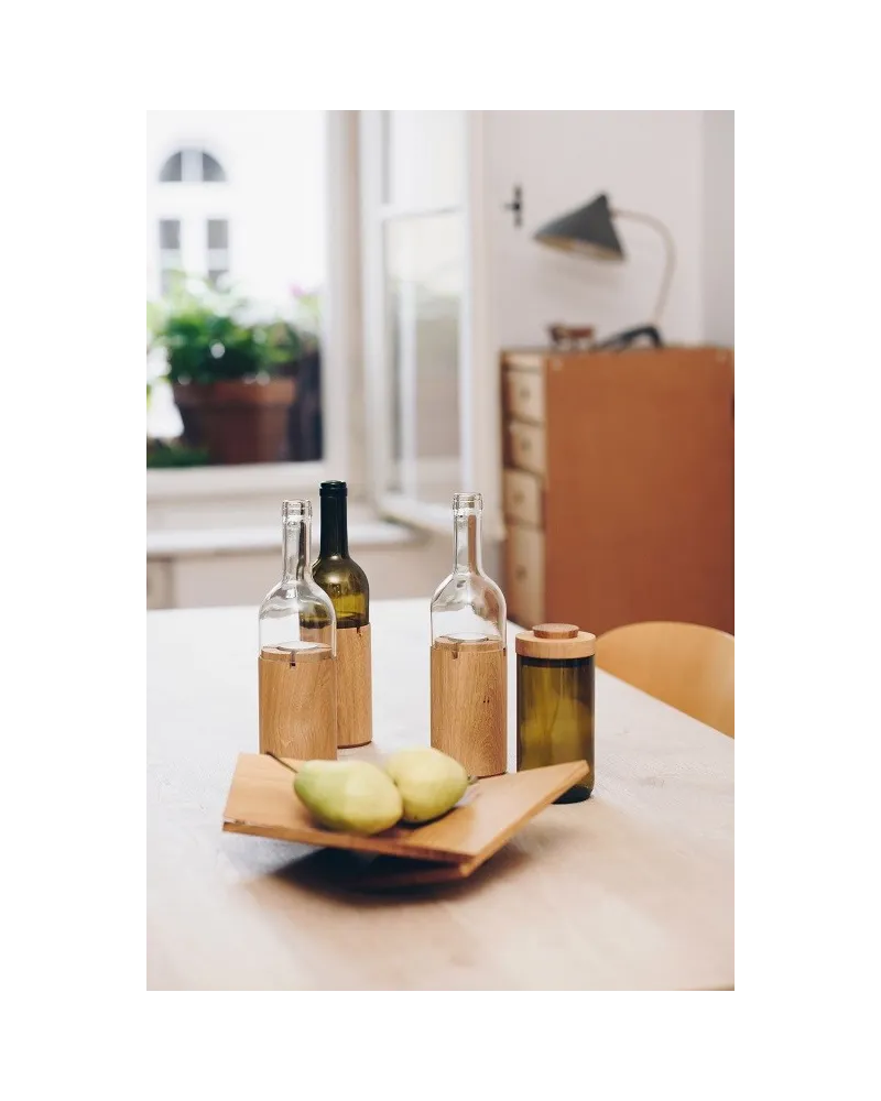 portacandela antivento in legno di rovere