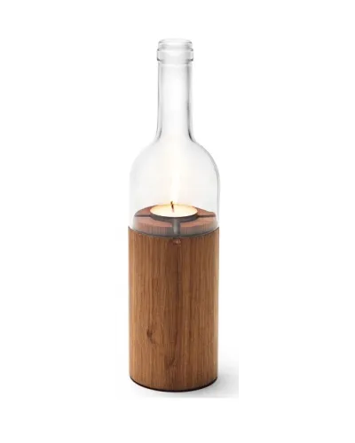 portacandela antivento in legno di rovere