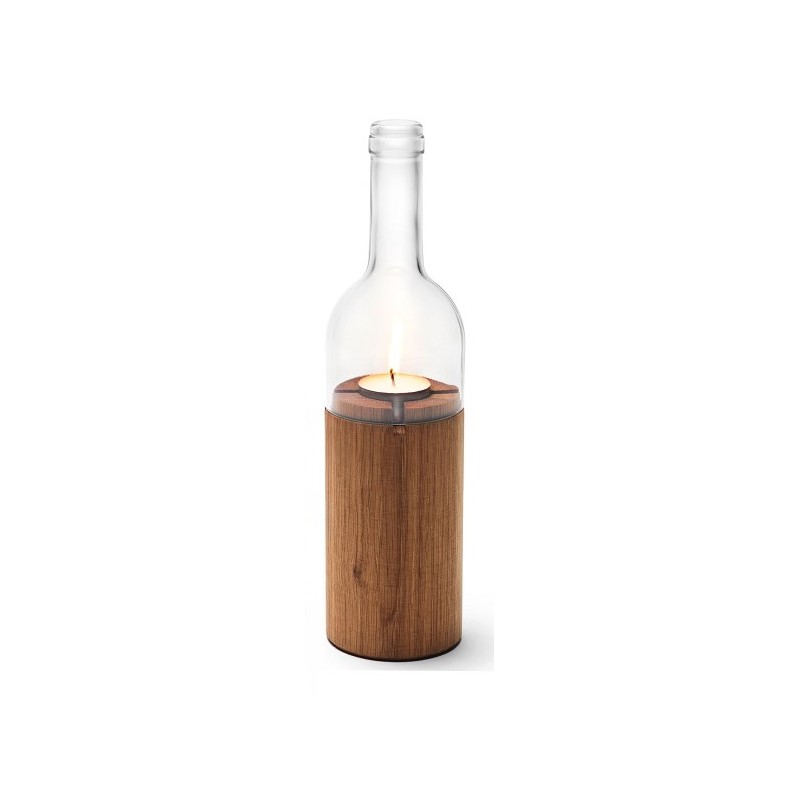 candle holder in the shape of a wine bottle