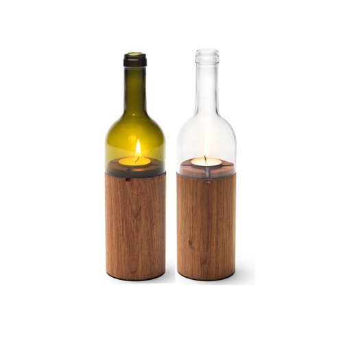 portacandela antivento in legno di rovere