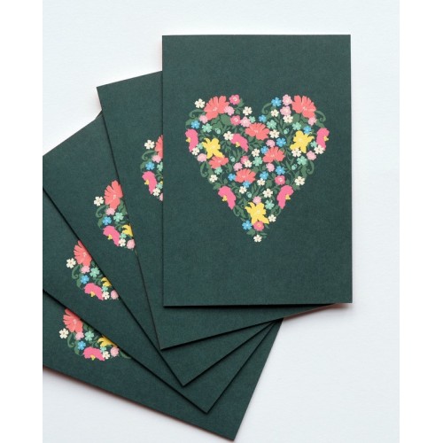 5 Greeting Card Set A6 " Floral Heart " - Haferkorn & Sauerbrey