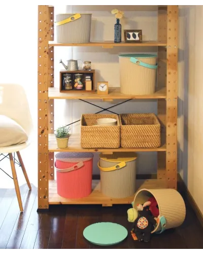 Beautiful, colorful, useful storage buckets. Stackable usable as containers, as a table, stool, ladder