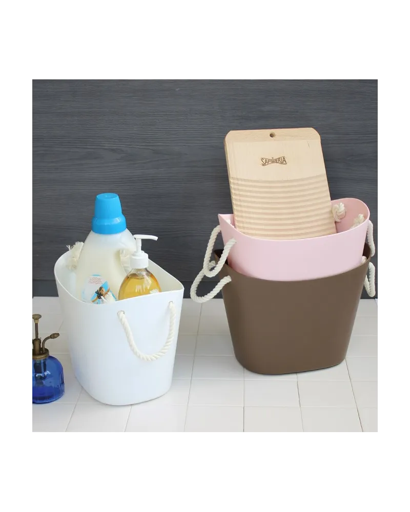 Cesto con manici salvaspazio portaoggetti