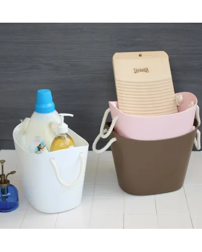 Cestino Portaoggetti, Contenitore Portatutto con Manici in Corda di Cotone