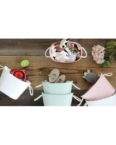 Cestino Portaoggetti, Contenitore Portatutto con Manici in Corda di Cotone