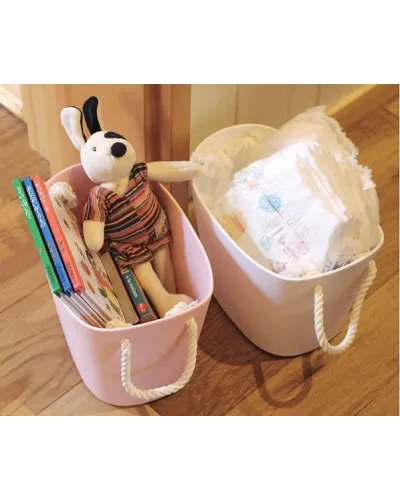 Cestino Portaoggetti, Contenitore Portatutto con Manici in Corda di Cotone