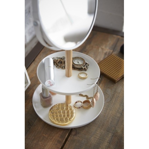 specchio per trucco da tavolo con portagioie e oggetti