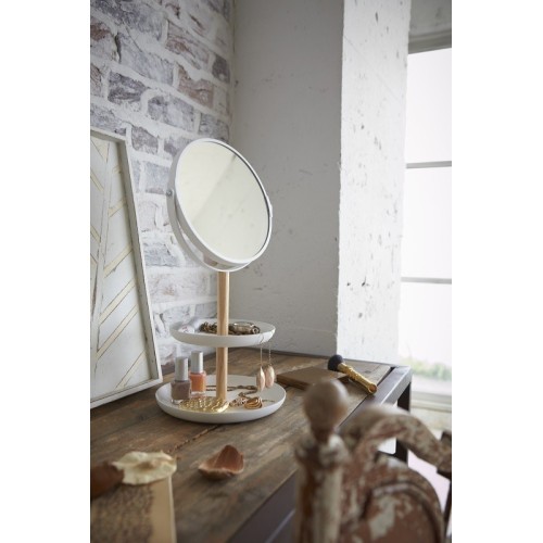 Specchio per Trucco da Tavolo con Portagioie e Accessori