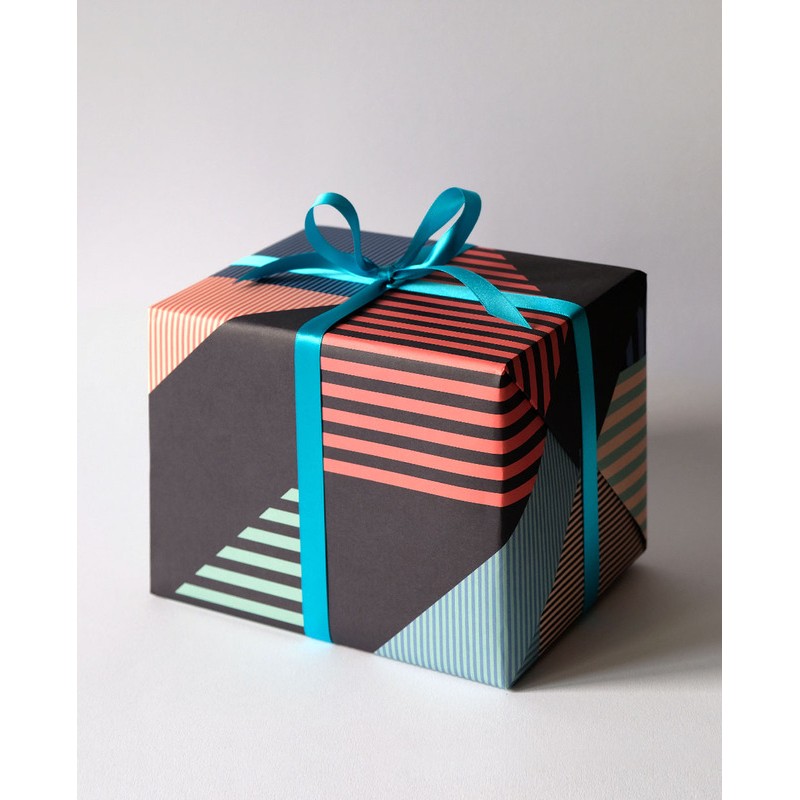 Gift Wrapping Folded Paper 500x700mm " Aligned Blue " - Haferkorn & Sauerbrey