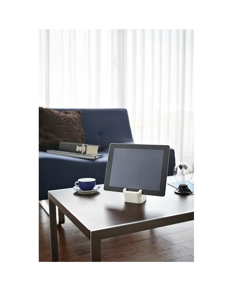 Stand for Android tablets, iPads and smartphones with space for cables