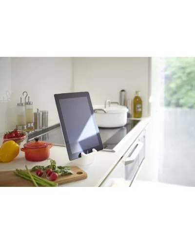 Stand for Android tablets, iPads and smartphones with space for cables