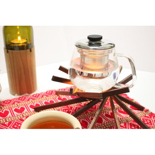 teapot warmer in natural oak or walnut wood