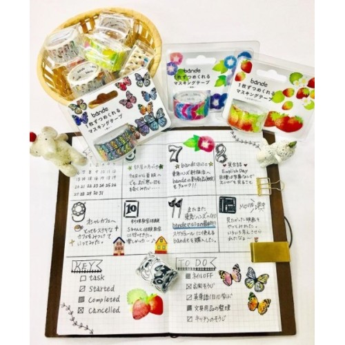 Detachable Masking Roll with Washi Japanese Paper Stickers "Heart" - Bande