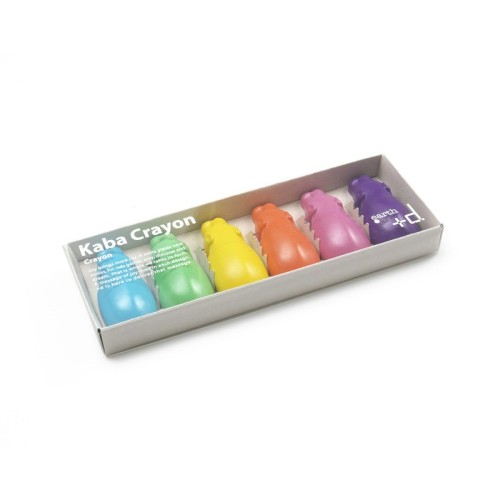 set of 6 gradation colors wax crayons in the shape of a hippopotamus