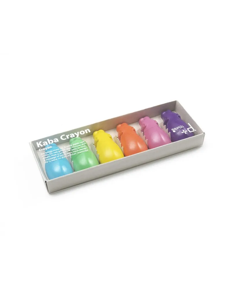 set of 6 gradation colors wax crayons in the shape of a hippopotamus