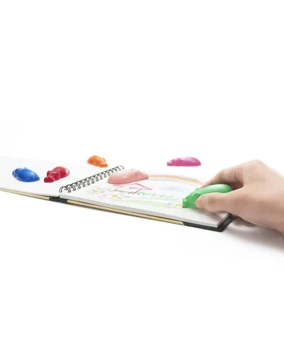 set of 6 gradation colors wax crayons in the shape of a hippopotamus