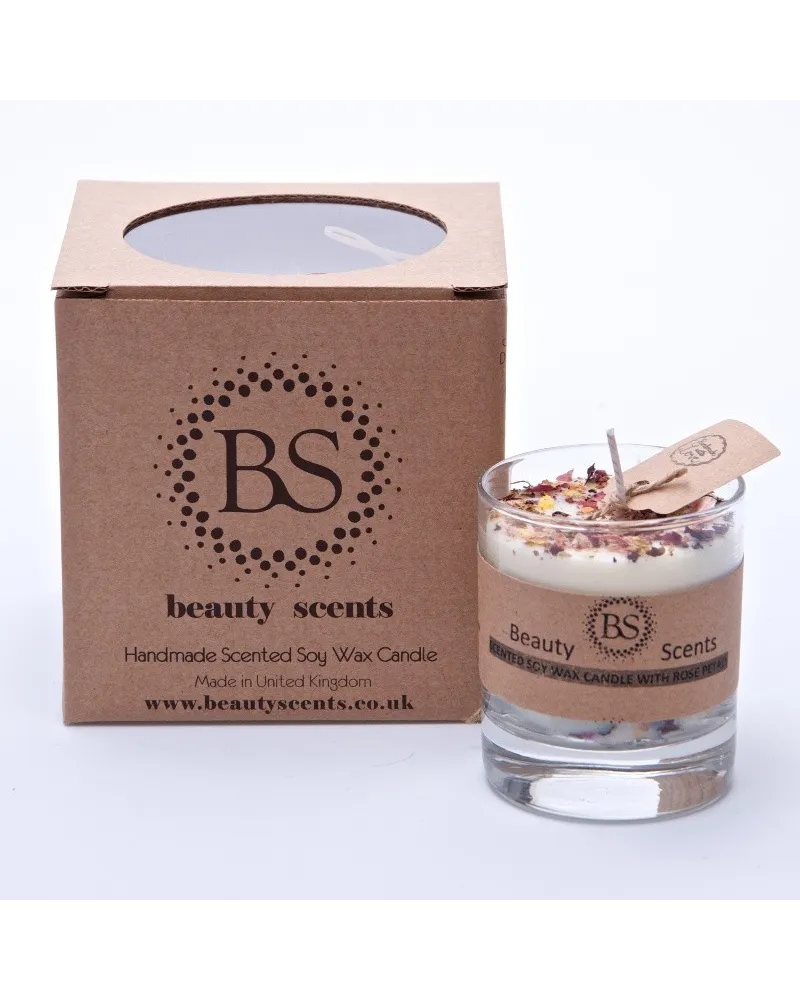 Eco-friendly handmade soy wax candle with glass container