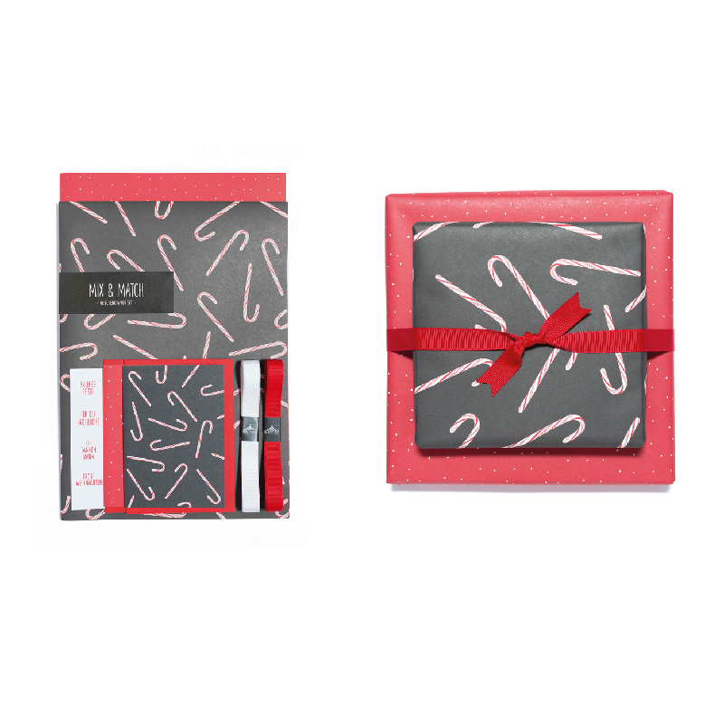 Gift Wrapping Set MIX&MATCH " CANDY CANE Dark Grey " - My Pretty Circus