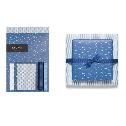 Gift Wrapping Set MIX&MATCH " BIRDS Blue " - My Pretty Circus