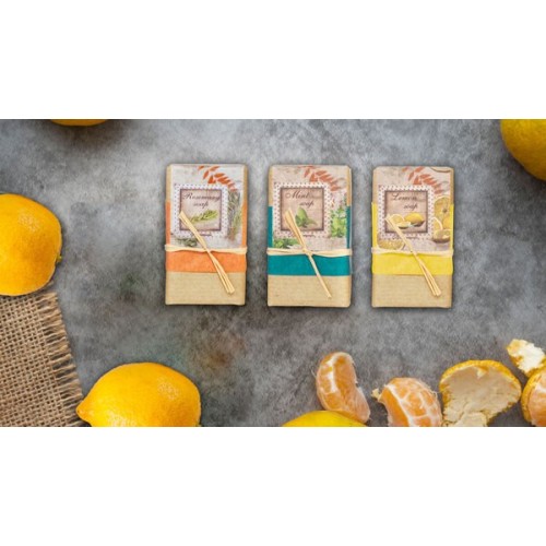 gift set of hadmade natural soap mint-rosemary-lemon