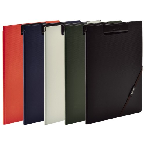 A4 document folder with clip and external pockets