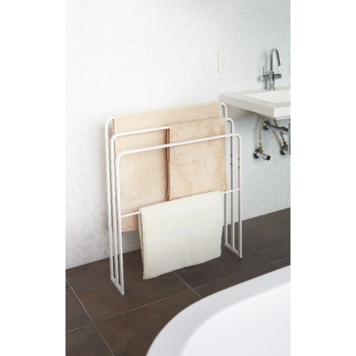 Porta-asciugamani bianco in metallo con 3 barre