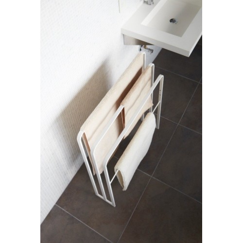 Porta-asciugamani bianco in metallo con 3 barre