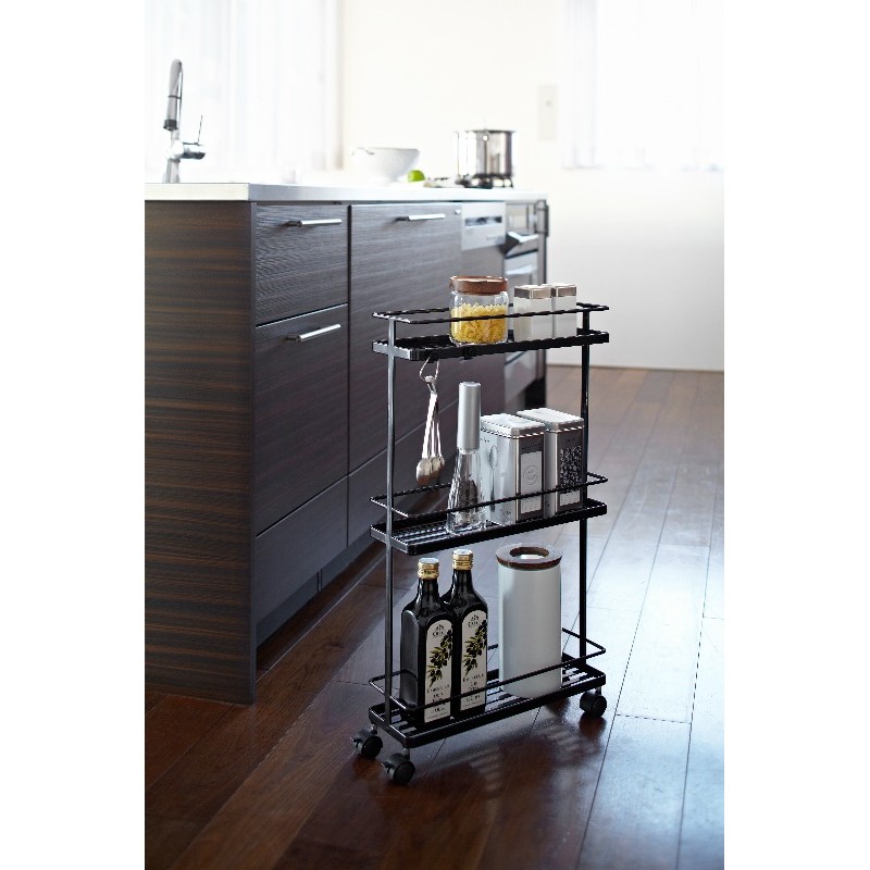 cart with three metal shelves for kitchen