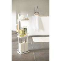 stylish slim bath rack 3 shelfs with hooks color white
