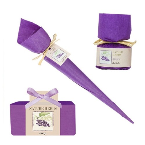 Set regalo da bagno con ingredienti naturali, profumo di Uva